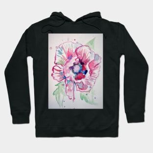 Pink Poppy Watercolour Painting Hoodie